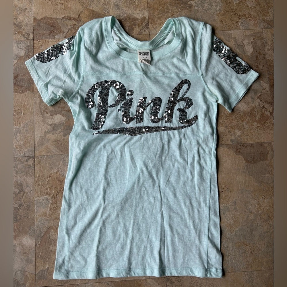 Vs pink bling mint tee